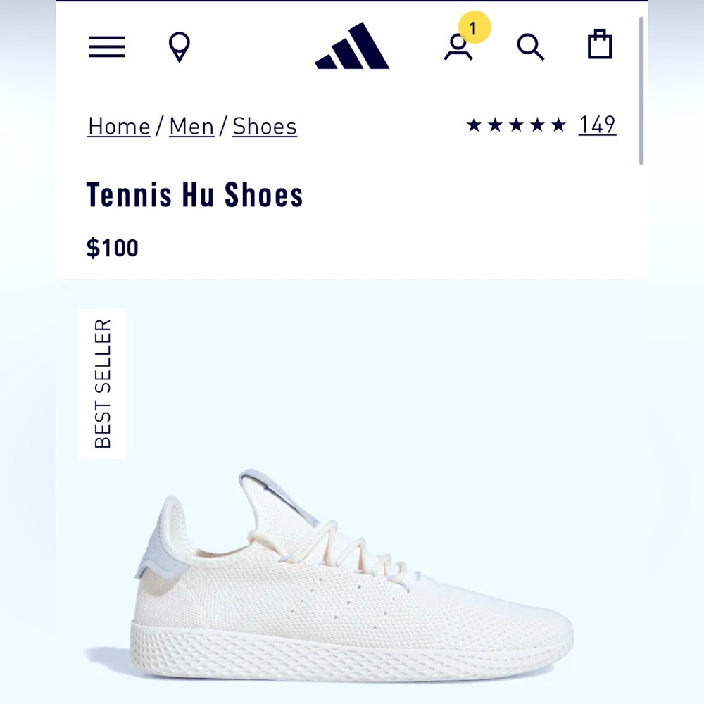 Men’s Pharrell X adidas Tennis Hu Shoes